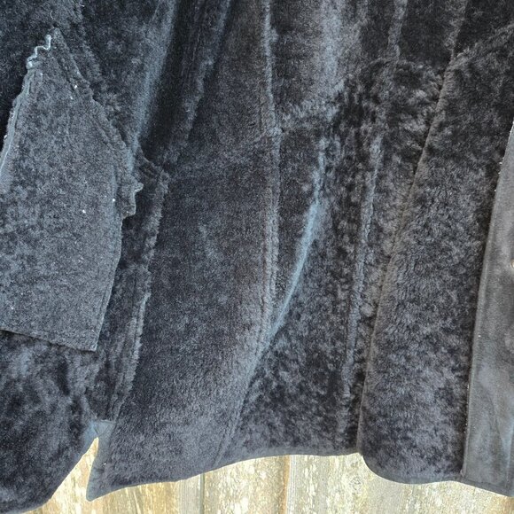 Vintage 80s Black Sheepskin Coat Womens Size M Mid Length Medusa Head Buttons - Picture 13 of 15
